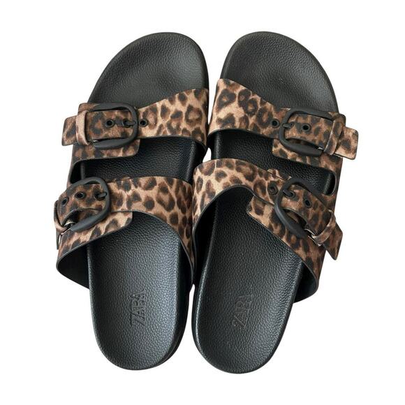 Zara Shoes - ZARA leopard print animal print Birkenstock style sandals slip on Size 41